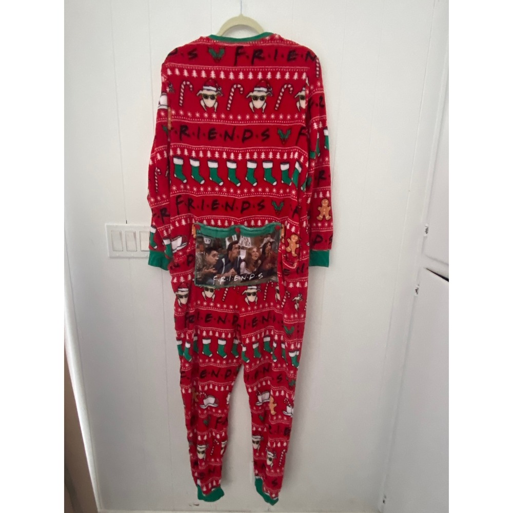 Friends Show Christmas Pajama‎ One Piece Sleepwear XL Red Holiday Fleece - Picture 3 of 7